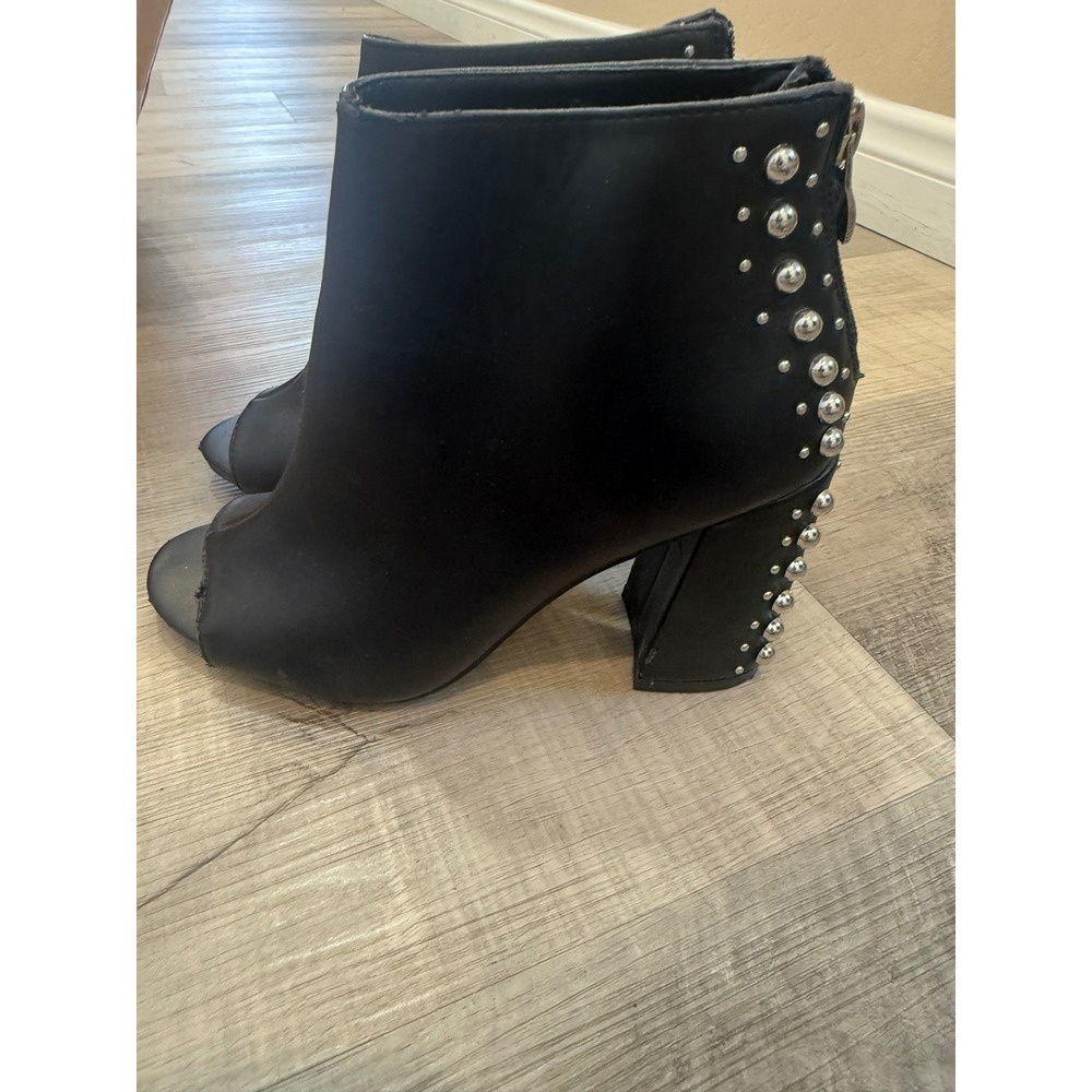 Madden Girl Arla Black Studded Peep-Toe Booties -‎ Size 6.5